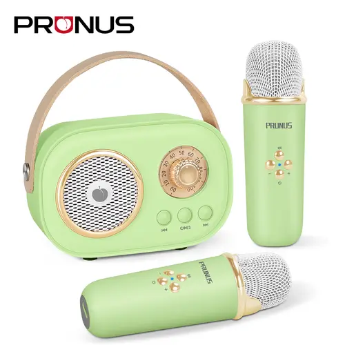PRUNUS C20 Mini Portable Bluetooth Speaker with Wireless Microphone, 6 Sound Modes, Audio Stereo, USB Type-C, Batteries, Up to 4 Hours of Playtime for Parties, KTV & Birthday Gifts for Kids-Adults