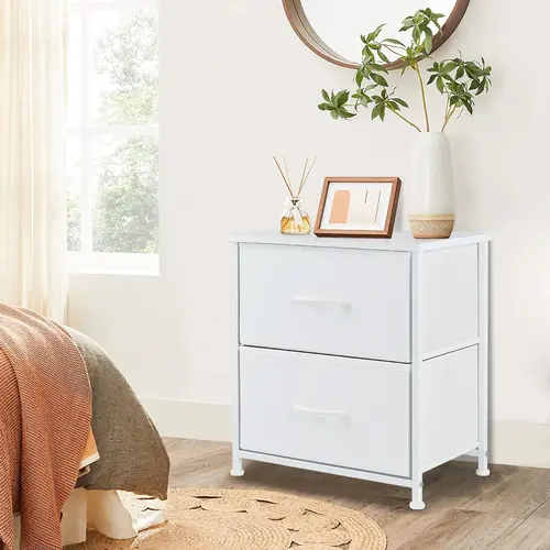 Sweetcrispy Bedroom Furniture Nightstand with 2 Fabric Drawers, Side Table, End Table, Bedside Cabinet