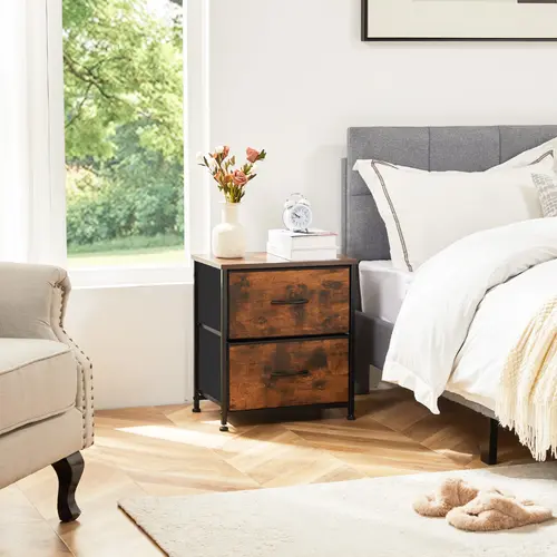 Sweetcrispy Sturdy 2-Fabric-Drawer Nightstand - Bedroom Items, Bedside Cabinet, Entryway Table, Kid Room Bedroom Furniture (Side Table Alternative for Living Room Closet)