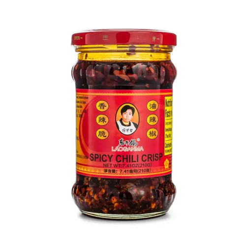 Laoganma Spicy Chili Crisp, Chili Oil Sauce 7.41 oz (210g) per Jar, Classic Chinese Food Toppings