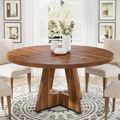 Tribesigns 47 Inch Round Dining Table for 4, Wood Kitchen Dinning Table for Dining Room Kitchen Living Room (Only Table)