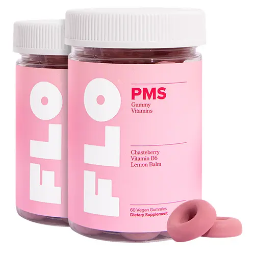 FLO PMS Gummies for Women, 30 Servings (Pack of 2) - Proactive PMS Relief - Targets Hormonal Breakouts, Bloating, Cramps, & Mood Swings with Chasteberry, Vitamin B6, & Lemon Balm