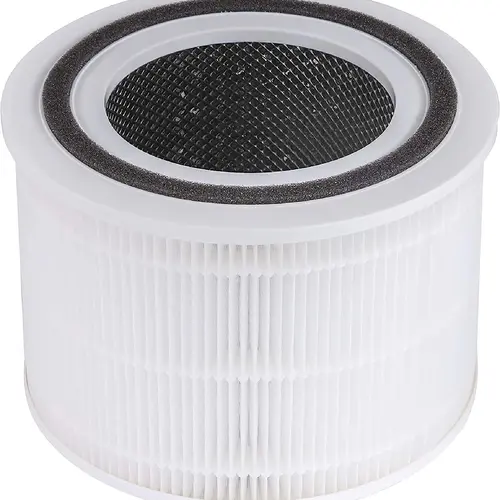 LEVOIT Core 300 Air Purifier Replacement Filter, 3-In-1 Activated Carbon Nylon Dust Collector with Machine-Folded Corners, VOCs-Filtered Household Appliance Parts & Accessories, 120V Plug, 1 Pack, White, for Cooking Odors, Smokers