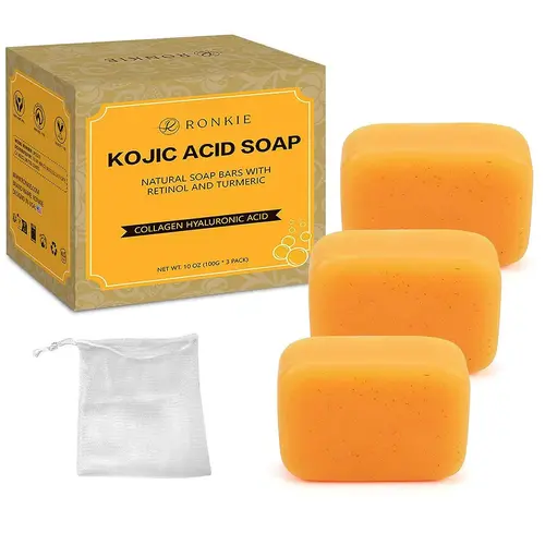 Turmeric Kojic Acid Soap: Dark Spot Soap for Face Body - Home Travel Use Skin Cleansing for Women (3 X 100g Bars)