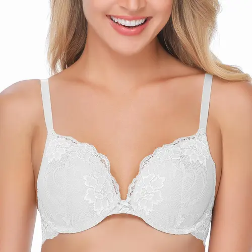 <Wingslove> Floral Lace Lightly Padded T-shirt Bras Comfort Full Coverage Underwire Bra Womenswear