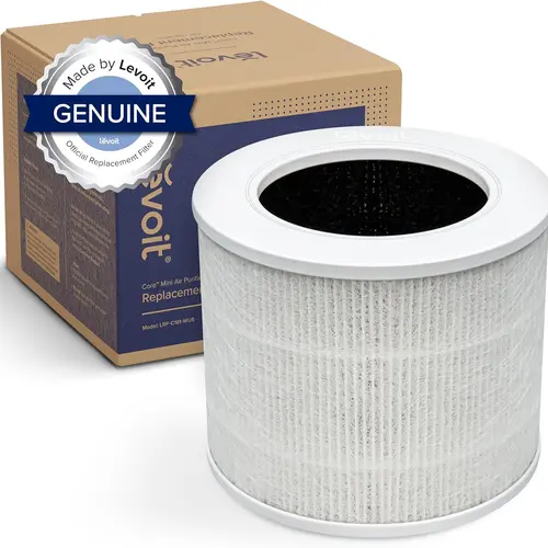 Levoit Core Mini HEPA Filter Replacements - 1 Pack White Compact 3-in-1 Triple Stage System, Activated Carbon Element, Nylon Pre-Filter Traps Large Debris, Odor Remover, Household Appliance Parts (Fits Core Mini Only)
