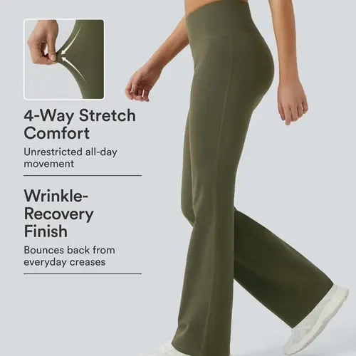Halara High Waisted Back Pocket Plain Slight Flare Leggings Gym Activewear