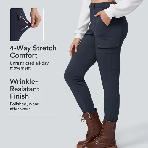Halara Flex High Waisted Zipper Pockets Solid Skinny Cargo Pants
