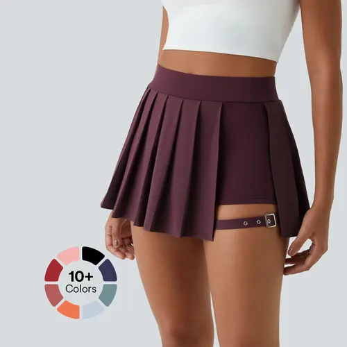 Halara Breezeful High Waisted Pleated 2-in-1 Side Pocket Adjustable Buckle Mini Quick Dry Casual Skirt #BackToSchool