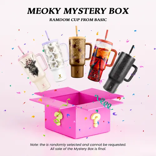 【Meoky Mystery Box】40oz Mystery Meoky Tumbler with Handle and Straw -Leak-proof Lid - Food grade stainless steel Cup - BPA Free - Compatible for Daily use and Traveling (1 Mystery Box 1 cup),Father's Day Gifts,Deals For You,GraduationGift