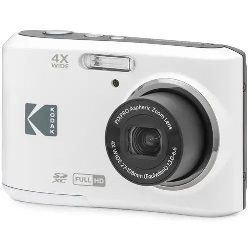 Kodak PIXPRO FZ45 Compact High Definition Point & Shoot Camera - 16MP Wide-Angle Portable Travel Camera, LCD Screen, White FZ45WH for Family Moments, Electronic Portable Camera, Handheld Digital Camera