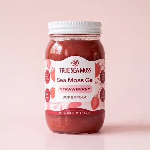 True Sea Moss Strawberry Irish Sea Moss Gel – Rich in Essential Minerals & Vitamins – supports overall vitality
