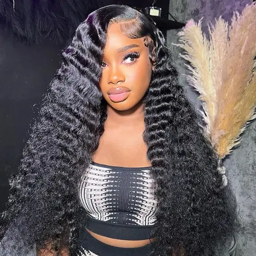 Bling Hair Deep Wave Front Wigs 13x4 13x6 Transparent Lace Frontal Human Hair Wig Brazilian Curly Wave Human Hair Wig For Women