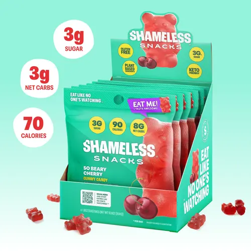 So Beary Cherry - Keto & Vegan Gummies (6 Bags), 3g Net Carbs, 3g Sugar, Gluten-Free, 70 calories per bag, sweet snack Bonbon Fruity, Jelly Fruit & Chewy, Healthy Fruit & Chewy