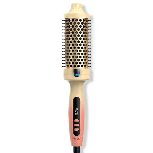 Farery Curling Iron Brush, Digital Display 9 Temps Ceramic Thermal Brush, Dual Voltage