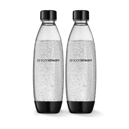 SodaStream 1L Slim Dishwasher Safe Bottles Twin Pack - Black
