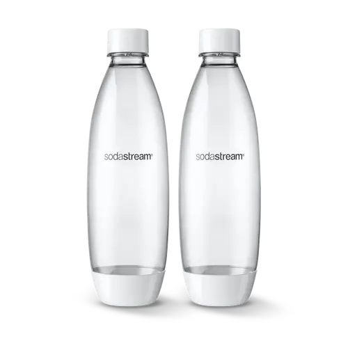 SodaStream 1L Slim Dishwasher Safe Bottles Twin Pack - White