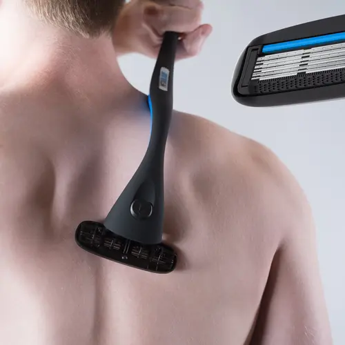 Metablade Men's Back Shaver - Long Handle, Ultra-Wide Stainless Steel Replaceable Blade, 2-Piece Body Manscaping Hair Removal Trimmer Groomer Tool for Adults' DIY Smoothing Shaving (Multi-Pack Option)