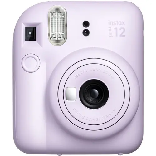 Fujifilm Instax Mini 12 Instant Print Camera - Lilac Purple (16806286) for Content Creators, Birthdays, with Auto Exposure, Built-In Flash, Selfie Mirror, Alkaline Batteries Compatibility, Close-Up Mode, App Scan Function