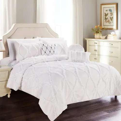 Elegant Comfort 10-Piece Infinity Design Comforter Set – Modern Pattern with 4-Piece Sheet Set & Storage Pockets