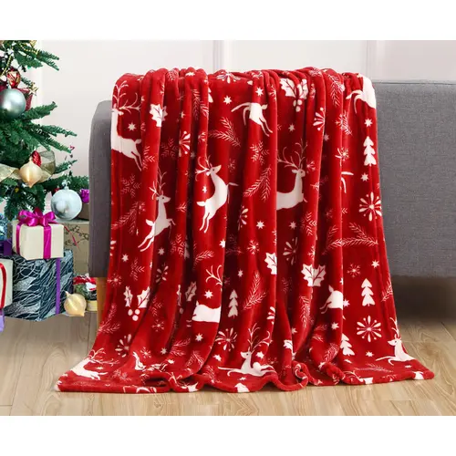 Elegant Comfort Holiday Velvet Plush Throw Blanket - Soft and Cozy 50" x 60" All-Season Fleece
