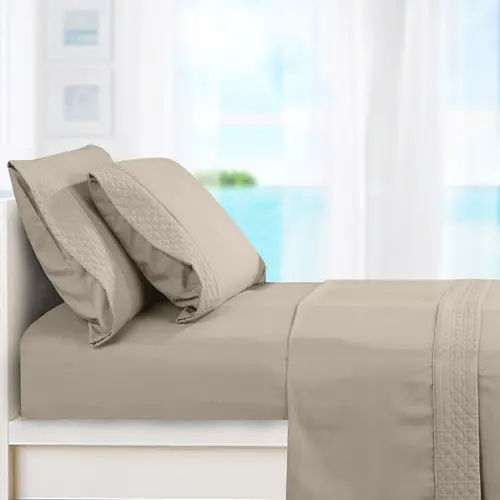 Elegant Comfort 4-Piece Quilted Sheet Set – Premium Deep Pocket with Elegant Quilted Hem Detail, Year-Round Comfort