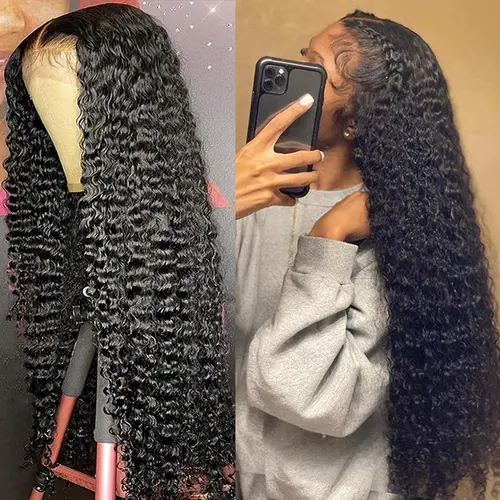 Bling Hair 13x4 13x6 Deep Wave HD Lace Front Wig Human Hair 180% density Transparent Lace Frontal Wigs For Women Human Hair Hair Wigs Pre Plucked Lace Front Wig Real Hair Wigs
