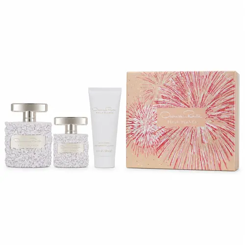 Bella Blanca by Oscar de la Renta Women’s 3-Pc Gift Set, Eau de Parfum Spray, Body Lotion & Travel EDP, Elegant White Floral Fragrance Gift for Her