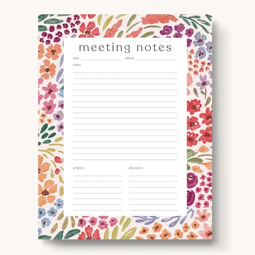 Elyse Breanne Design Meeting Notes Notepad, 50 Pages, 11x8.5in, 60lb, Office Stationery Notebooks, Office Supplies, The Notebook