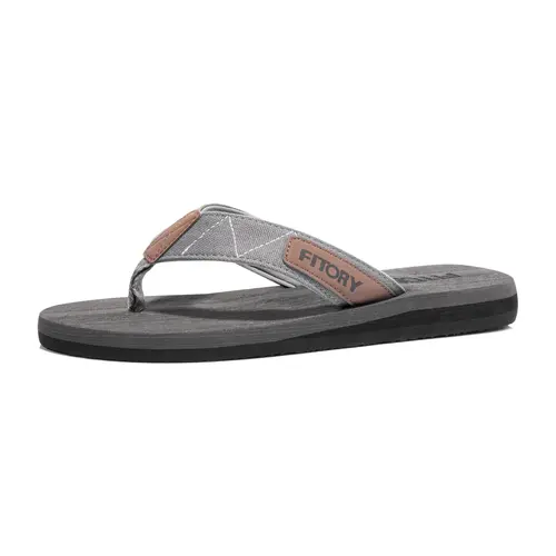FITORY Men's Chic Slip-On Flat Heel Thong Sandals - Cushioned Comfort Footwear with Fabric, EVA Sole, No Fuss Design for Summer Holiday Activities
