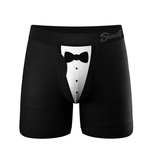 The 009 | Shinesty Black Tuxedo Ball Hammock® Pouch Underwear With Fly