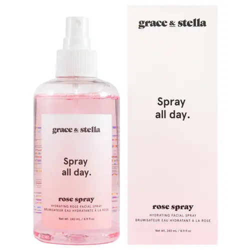 Rose Water Facial Spray – Hydrating Face Mist for Glowing Skin | Refreshing Rose Facial Mist for Moisture, Calming Toner Spray for Dry Sensitive Skin, Skincare Routine Hydration Boost by grace & stella