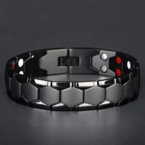 TY520 Happy Father's Day Men's Bracelet Double Row Ultra Strength Titanium Steel Strong Magnetic Therapy Bracelet Gift for Friends and Family Men