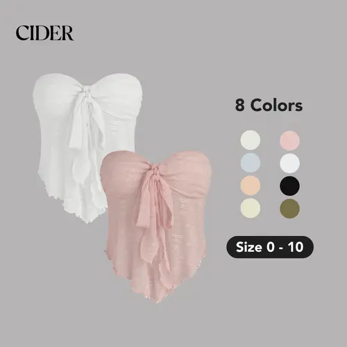 Cider [8 colors, Size 0-10] Floral Tie Front Tube Top