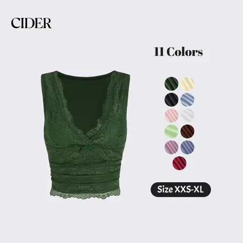 Cider Lace Crop Tank Top Basic Womenswear Sleeveless Summer Shirts
