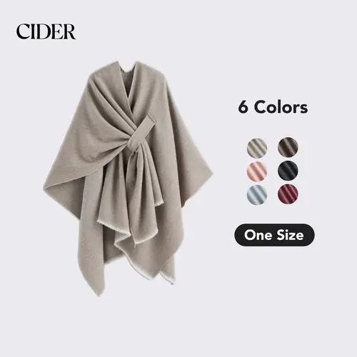 Cider [6 colors, One Size] Warm Chic Shawl Wrap Poncho, Best Item For Winter and Travelling, Keep You Cozy On The Flight