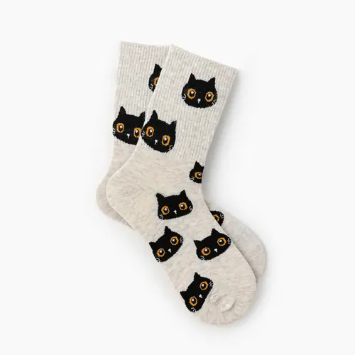 Cider [One Size] Cat Pattern Crew Socks