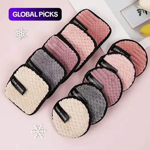 MAANGE Summer Makeup, 10pcs/set Cleansing Makeup Remover Puff Set, Double Sided Face Wash Puff, Face Cleaning Pads, Makeup Remover Cloth