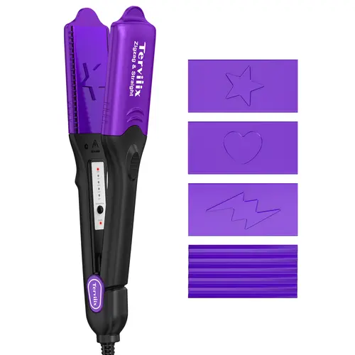 Terviiix 3D Hair Stamper with 4 Interchangeable Plates, Hair Crimper Iron for Halloween Hair Style, Fun Hair, Cute Hair, Kpop Style, Spooky Season, Handle Comfort, Unique Looks, Keratin Infused