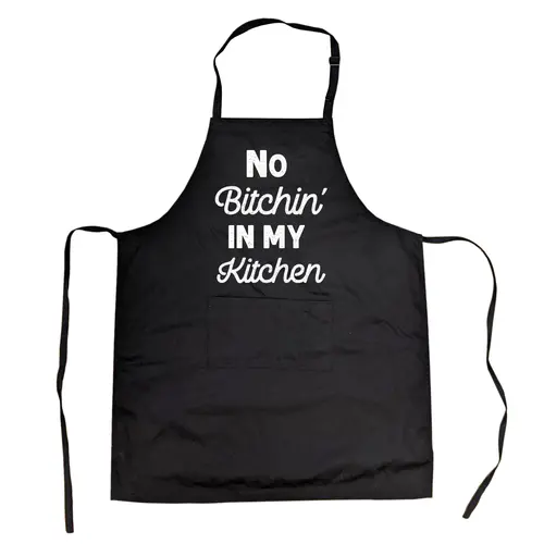 Cookout Apron No Bitchin In My Kitchen Grilling Baking Cooking Gift for Her Mom Funny Aprons Adjustable Household Items Graphic Print Funny Food Cover Grilling Apparel for Men Black
