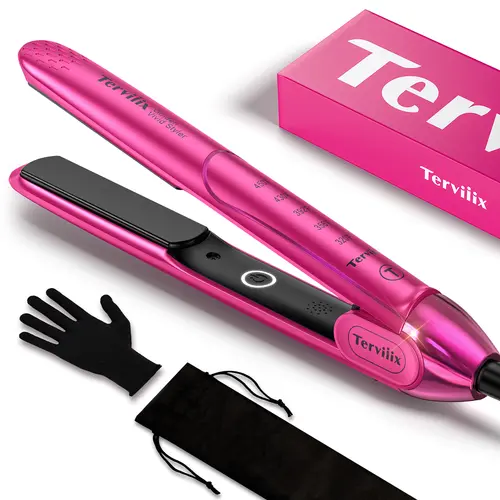 Terviiix 2-in-1 Hair Straightener & Curler - Salon-Quality Blowout Styling Tool, Argan Oil Nourishment, 450°F Max, Dual Voltage, Comfortable Handle, Travel Friendly, Curly Hair Products
