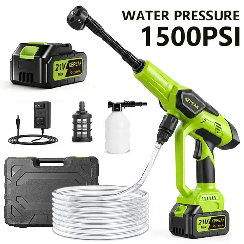 【BacktoSchool】KEPEAK 1500PSI Cordless Pressure Washer Machine, Water Squirter, Water Blaster Portable Power Washer Handheld High-Pressure Car Washer 6-in-1 Adjustable Nozzle for Car/Garden/Outdoor Cleaning,Perfect Gift Ideas,car accessories