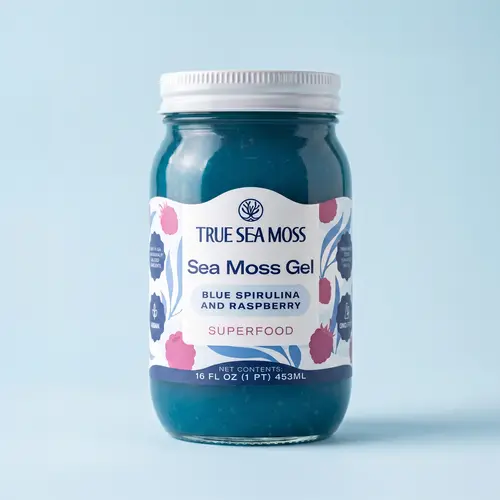 True Sea Moss Blue Spirulina and Raspberry Irish Sea Moss Gel – Rich in Essential Minerals & Vitamins – supports vitality