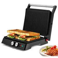 SUSTEAS Upgraded Corded 3-in-1 Electric Indoor Grill & Sandwich Maker - 1500W, Non-Stick 2 Large Cooking Plates, 365°F-410°F Adjustable Knob, Drip Tray, 11.35 x 9.25 inch Panini Machine for Burgers, Kitchen Appliance