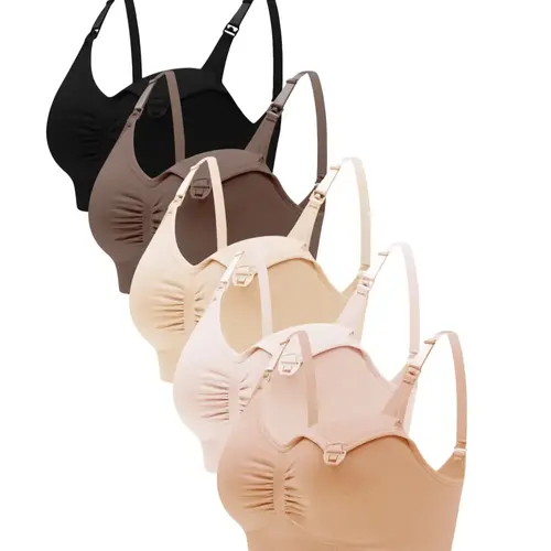 Women's Solid Ruched Adjustable Strap Nursing Bra, Seamless Padded Wireless Pregnancy Maternity Bra, Maternity Lingerie for Daily Wear, Maternity Bras For Pregnancy
