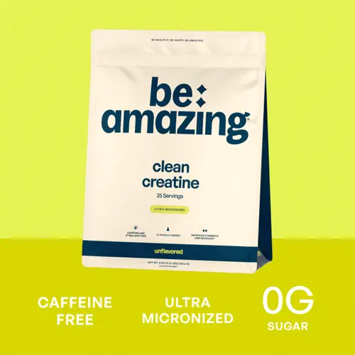 Be Amazing Vegan Creatine Monohydrate Powder - Micronized Workout Supplement for Fitness, Caffeine-Free, 0g Sugar, Unflavored Dietary Lean Muscle Booster, 25 Servings
