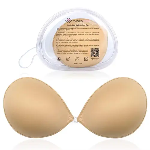 Wingslove Silicone Adhesive Sticky Push Bra Strapless Bras With Clear Package Bag For Women's Backless Outfit Wedding Dresses Womenswear