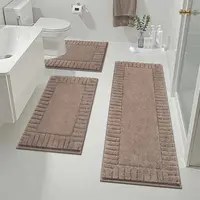[Back to School] HEBE Bathroom Rugs Sets 3 Piece Bathroom Shower Rugs with U-Shaped Contour Toilet Mat Absorbent Microfiber Plush Bath Mats Non Slip Bath Rugs Machine Washable Shaggy Bath Mat Set summerwins