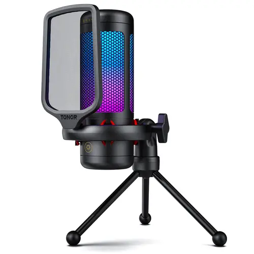 TONOR TC310 USB Streaming Gaming Microphone for PC, PS4/PS5, RGB Lighting, Easy Sound Control, One-tape Mute, Mic with Mount Adapter Live Podcast Equipment Live Broadcasting Equipment #DealsForYouDays summerwins