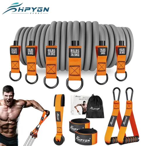 HPYGN Resistance Bands Set - 300lbs/360lbs Heavy Duty Durable Elastic Nylon/Latex Bands with Handles, Convenient to Carry Home Gym Equipment for Men’s Strength Workouts, Perfect Valentine's Day Present, Durable Elastic Bands, Fabric Resistance Bands